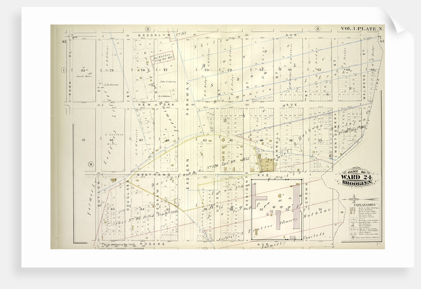 Map bound by Brooklyn Ave., City Line, Rogers Ave., Butler St., Park PL; Including New York Ave., Nostrand Ave., Douglass St., Degraw St., Eastern Parkway, Union St., President St., Carroll St., Crown St., Montgomery St., Malbone St., New York by Anonymous
