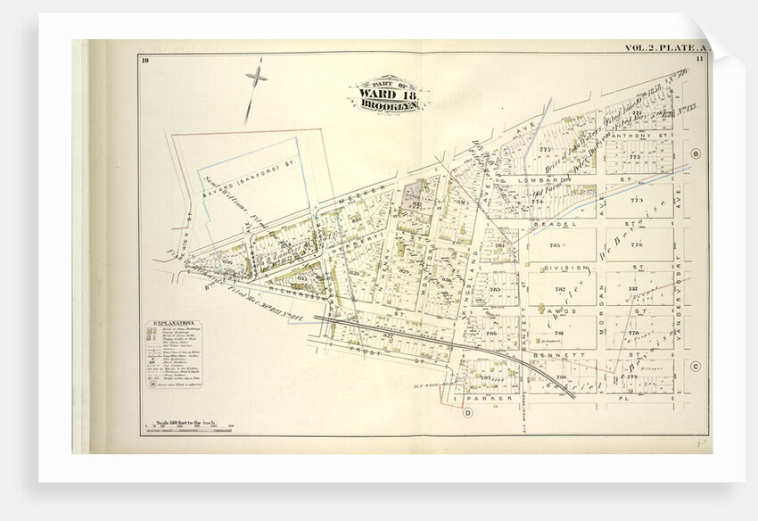 Map bound by Bayard Sanford St., Meeker Ave., Vandervoort Ave., Parker Pl., Kingsland Ave., Frost St., Humboldt Ave., Richardson St., Ewen St; Including Herbert St., Anthony St., Lombard St., Beadel St., Division St., Amos St., Benn., New York by Anonymous