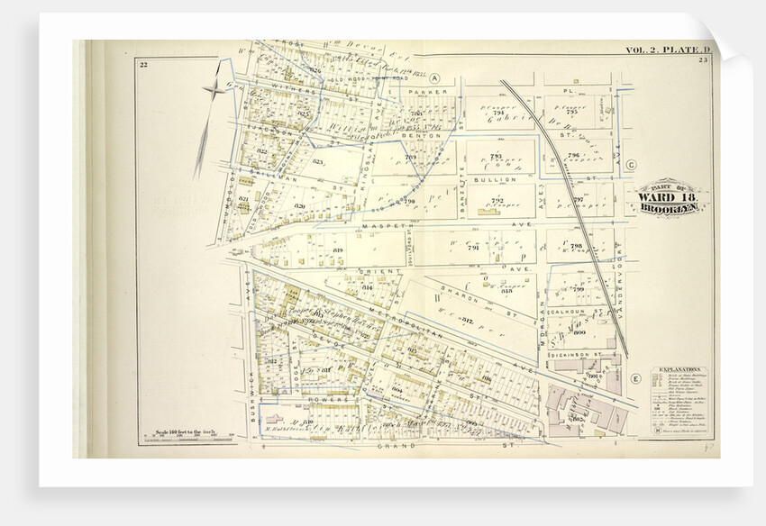 Map bound by Frost St., Kingsland Ave., Parker Pl., Vandervoort, Grant St., Bushwick Ave., Humboldt St; Including Withers St., Jackson St., Skillman St., Benton St., Bullion St., Maspeth Ave., Orient Ave., Sharon St., Calhoun St., Dic., New York by Anonymous