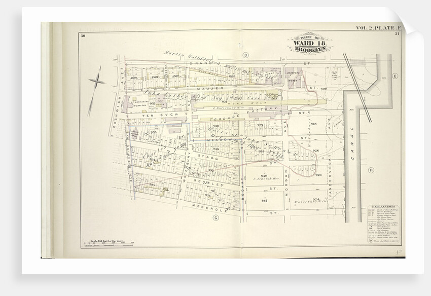 Map bound by Grand St., Canal, Meserole St., Old Bushwick Ave., Bushwick Ave; Including Maujer St., Ten Eyck St., Meadow St., Stagg St., Scholes St., La Grange St., Waterbury St., Bogart St., Morgan Ave., Vandervoort Ave., New York by Anonymous