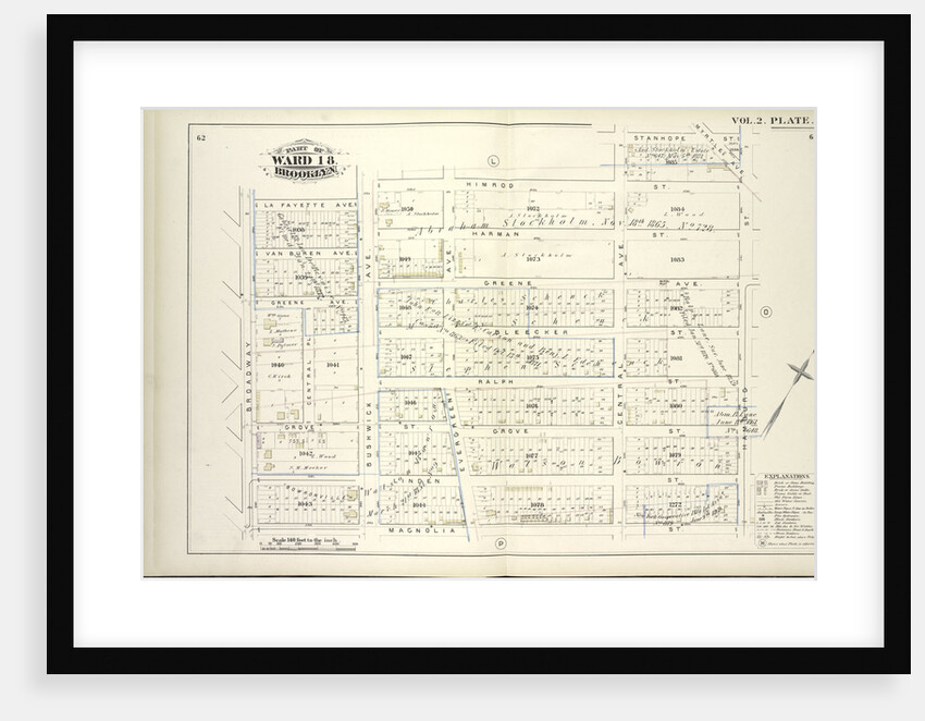 Map bound by La Fayette Ave., Himrod St., Stanhope St., Hamburg St., Magnolia St., Broadway; Including Van Buren Ave., Harman St., Greene Ave., Bleecker St., Ralph St., Grove St., Linden St., Central Pl., Bushwick Ave., Evergreen Ave., New York by Anonymous