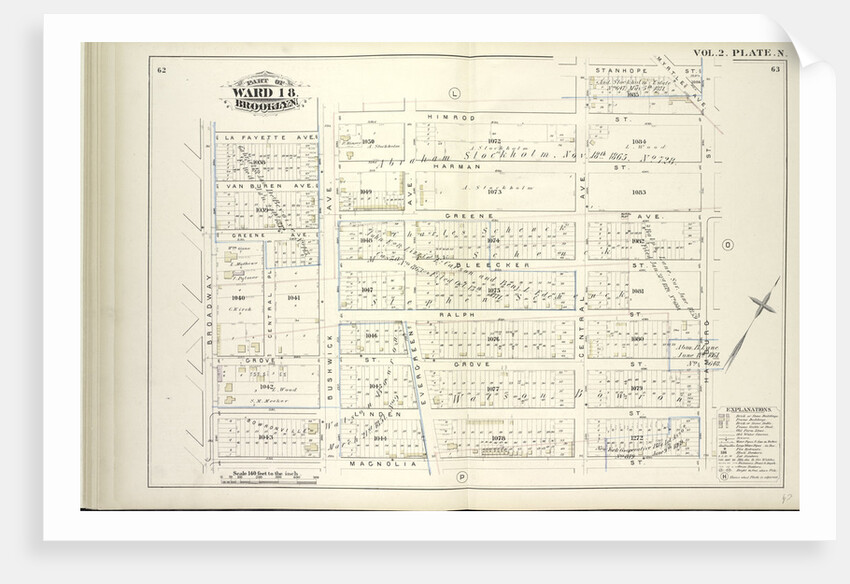 Map bound by La Fayette Ave., Himrod St., Stanhope St., Hamburg St., Magnolia St., Broadway; Including Van Buren Ave., Harman St., Greene Ave., Bleecker St., Ralph St., Grove St., Linden St., Central Pl., Bushwick Ave., Evergreen Ave., New York by Anonymous