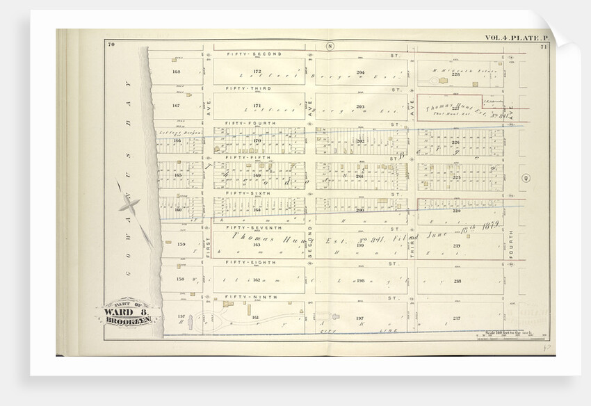 Map bound by Fifty-Second, Fourth Ave., City Line, Gowanus Bay; Including Fifty-Third St., Fifty-Fourth St., Fifty-Fifth St., Fifty-Sixth St., Fifty-Seventh St., Fifty-Eighth St., Fifty-Ninth St., First Ave., Second Ave., Third Ave., New York by Anonymous