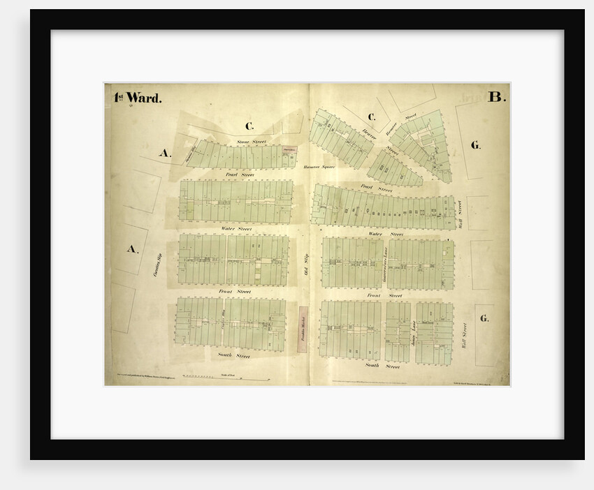 Map bounded by Stone Street, Beaver Street, Hanover Street, Wall Street, South Street, Coenties Slip; Including Pearl Street, Water Street, Front Street, Old Slip, Gouverneurs Lane, Jones Lane, New York by Anonymous
