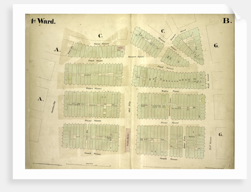 Map bounded by Stone Street, Beaver Street, Hanover Street, Wall Street, South Street, Coenties Slip; Including Pearl Street, Water Street, Front Street, Old Slip, Gouverneurs Lane, Jones Lane, New York by Anonymous