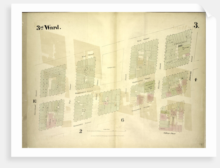 Map bounded by West Street, Robinson Street, College Place, Barclay Street, Greenwich Street, Courtland Street; Including Washington Street, Dey Street, Fulton Street, Vesey Street, New York by Anonymous