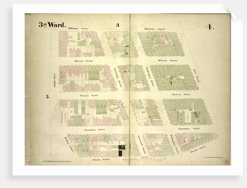 Map bounded by Robinson Street, West Street, Reade Street, Hudson Street, College Place; Including Murray Street, Warren Street, Chambers Street, Greenwich Street, Washington Street, New York by Anonymous