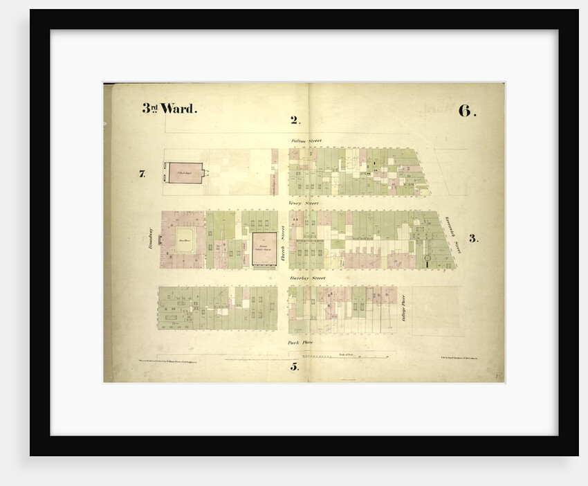 Map bounded by Fulton Street, Greenwich Street, Barclay Street, College Place, Park Place, Broadway; Including Vesey Street, Church Street, New York by Anonymous
