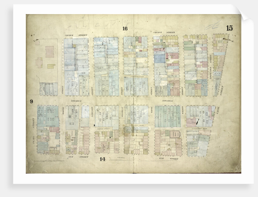 Map bounded by Church Street, Canal Street, Elm Street, Pearl Street; Including Franklyn Place, Broadway, Benson Street, Courtlandt Alley, Worth Street by Anonymous