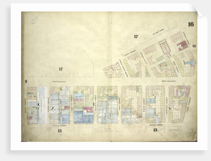 Map bounded by West Broadway, Varick Street, Laight Street, Canal Street, Church Street by Anonymous