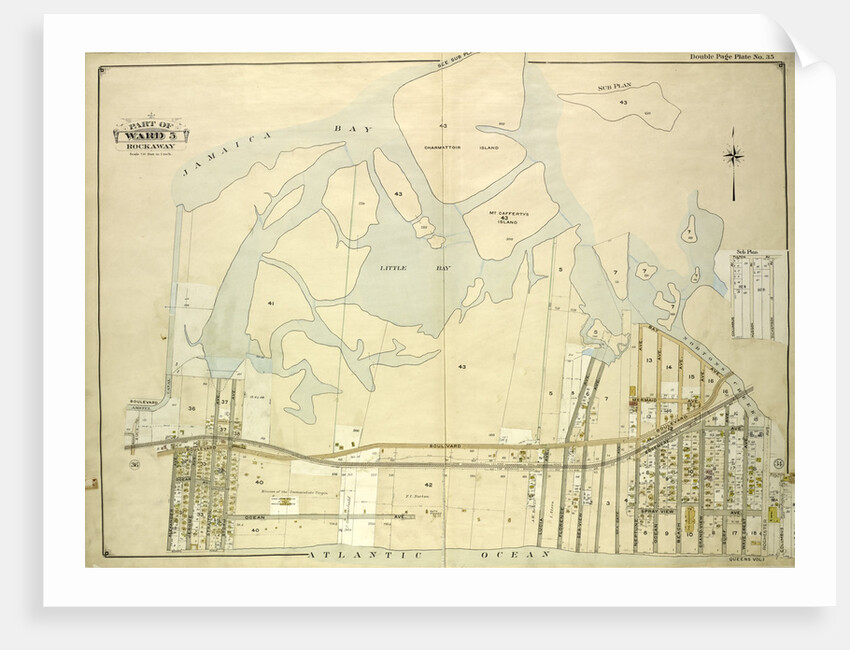 Map bounded by Jamaica Bay, Charmttoir Island, Mc. Caffertys Island, Nortons Creek, Hudson Ave., Columbus Ave., Rochester Ave., Wave Crest Ave., Surf Ave., Grand-View Ave., New York by Anonymous