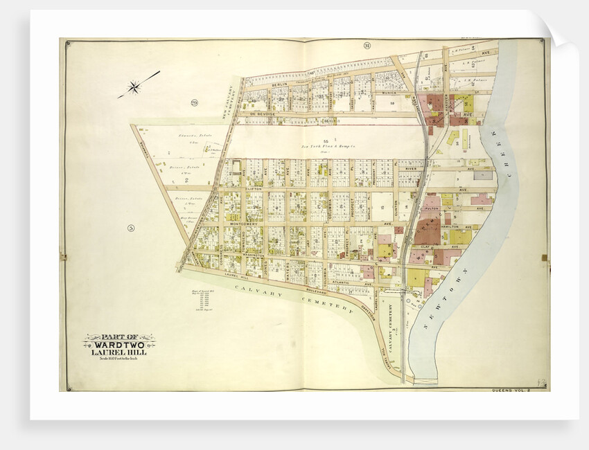 Map bounded by Berlin Ave., Newtown Creek, Laurel Hill Boulevard; Including Newtown Ave., Old Brook School Road, Newtown Turnpike, New York by Anonymous
