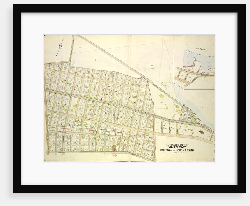 Map bounded by Old Bowery Road, Flushing and Astoria Road, Coddington PL; Including Park Ave., Lent St., Flushing Turnpike, Junction Ave; Sub Plan, New York by Anonymous