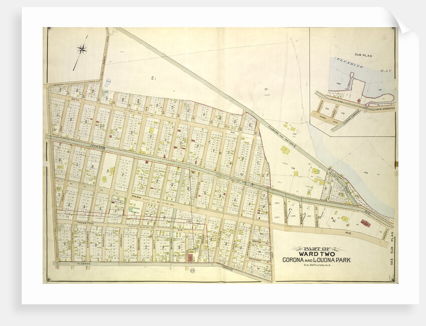 Map bounded by Old Bowery Road, Flushing and Astoria Road, Coddington PL; Including Park Ave., Lent St., Flushing Turnpike, Junction Ave; Sub Plan, New York by Anonymous