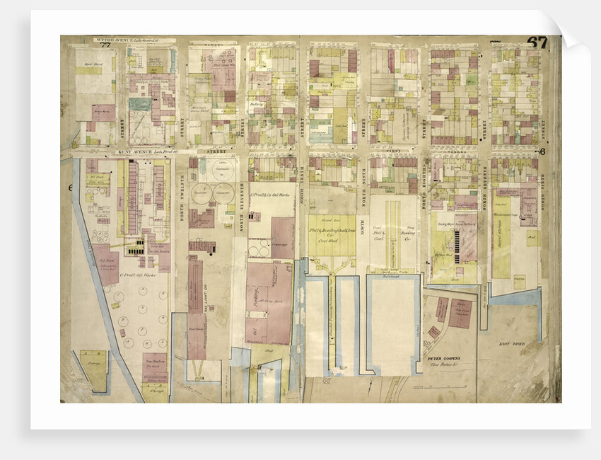 Map bounded by Wythe Ave., North 6th St., East River, Kent Ave; Including North 12th St., North 11th St., North 10th St., North 9th St., North 8th St., North 7th St., New York by Anonymous