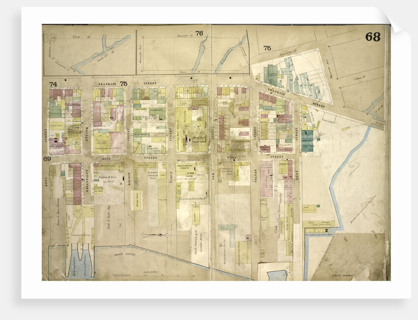 Map bounded by Meserole Ave., Gem St., Franklin St., North 15th St., East River, Kent St., Green Point Ave; Including Milton St., West St., Noble St., Oak St., Calyer St., Quay St., New York by Anonymous