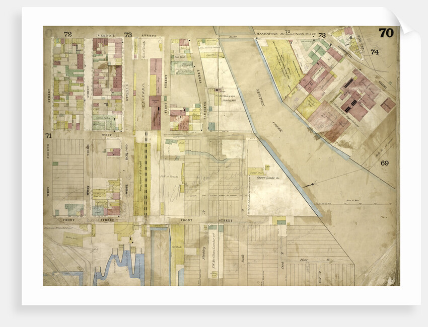 Map bounded by Vernol Ave., Manhattan Ave. late Union Ave., Commercial St., Box St., Bell St. Not Opened, Newtown Creek, River St; Including Pier St., Dock St., South St., Flushing St., Front St., New York by Anonymous