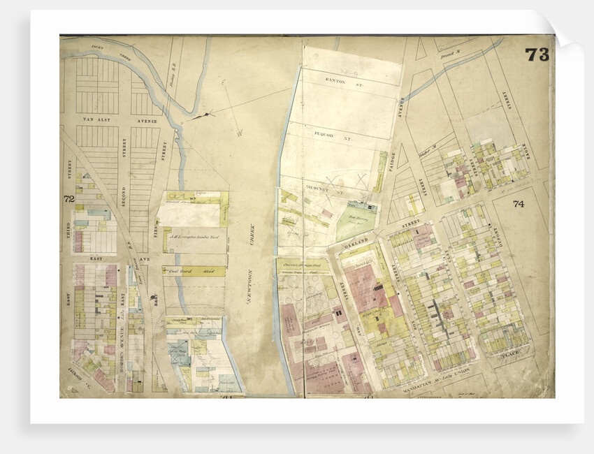 Map bounded by Jacks Creek, Ranton St., Pequod St., Shawnet St., Paidge Ave., Prorost St., Eagle St., Du Pont St., Clay St., Box St; Including Manhattan Ave. Late Union Place, Ash St., Oakland, New York by Anonymous