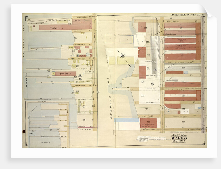 Map bounded by 52nd St., 44th St., 2nd Ave., 1st Ave., 45th St., 46th St., 47th St., 48th St., 49th St., 50th St; Including51st St., 53rd St., 54th St., 55th St., 56th St., New York by Anonymous