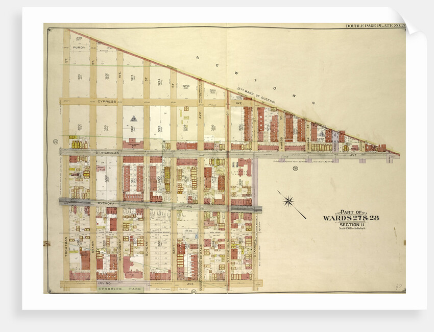 Map bounded by Boundry Line of Borough of Brooklyn and Queens, Ralph St., St.Nicholas Ave; Including Stanhope St., Irving Ave., Troutman St., New York by Anonymous