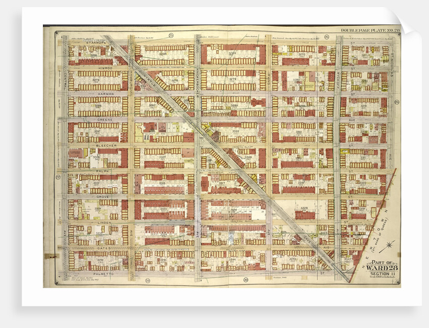Map bounded by Stanhope St., St.Nicholas Ave., Boundary Line Borough of Brooklyn and Queens; Including Palmetto St., Central Ave., New York by Anonymous