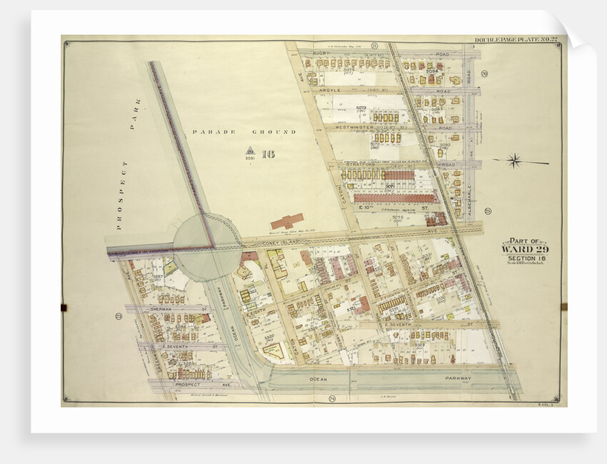 Map bounded by Rugby Road E. 14th St., Albemarle Road Avenue A, Church Ave., Church Lane, Ocean Parkway; Including Prospect Ave., Greenwood Ave., Parkside Ave., Cone., New York by Anonymous