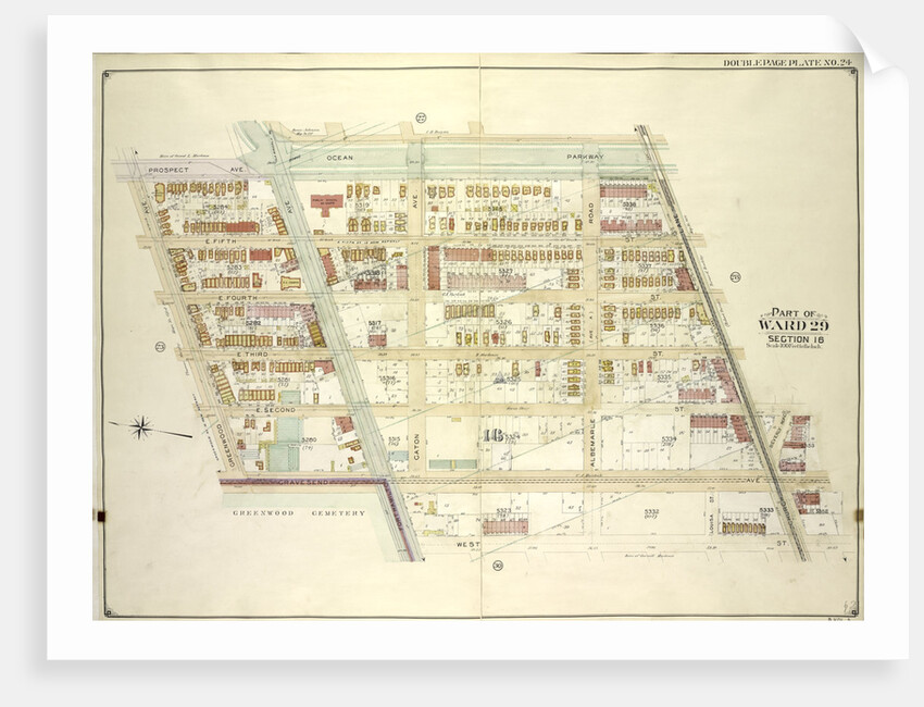 Map bounded by Ocean Parkway, Church Lane, West St., Fort Hamilton Ave; Including Gravesend Ave., Greenwood Ave., Prospect Ave., New York by Anonymous