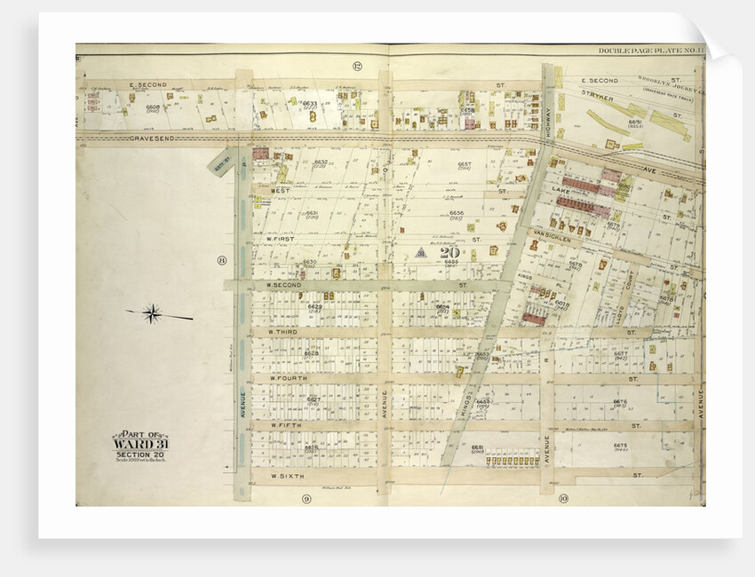 Map bounded by E. 2nd St., Avenue S, W. 6th St; Including Avenue P, Gravesend Ave., Avenue O., New York by Anonymous