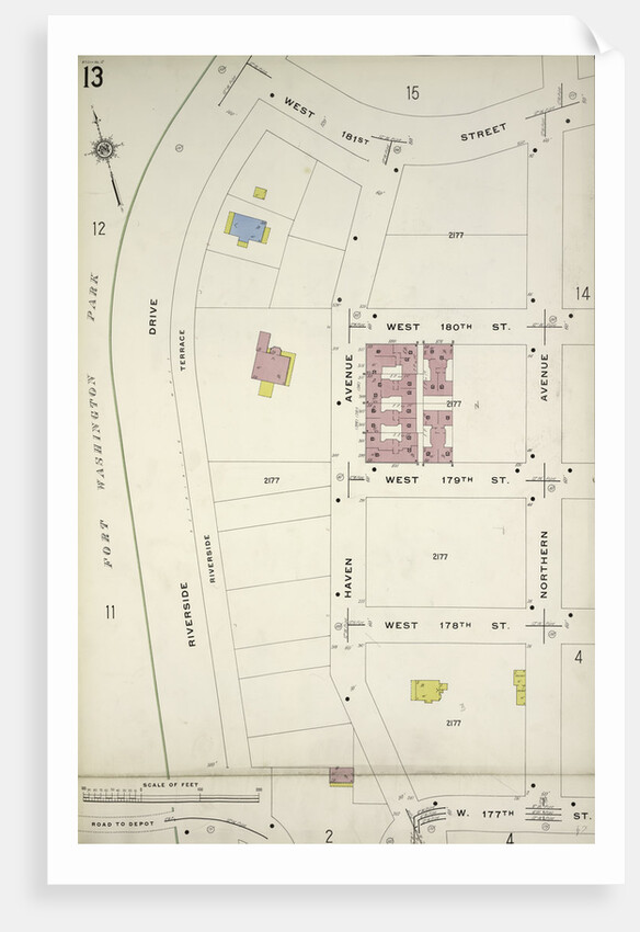 Map bounded by W. 181st St., Northern Ave., W. 177th St., Riverside Drive, New York by Anonymous