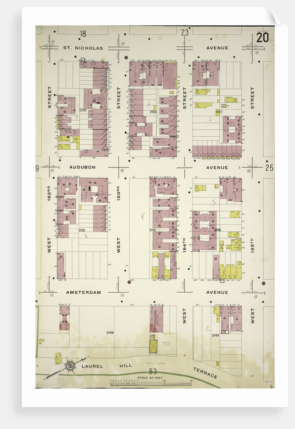 Map bounded by St. Nicholas Ave., W. 185th St., Laurel Hill Terrace, W. 182nd St., New York by Anonymous