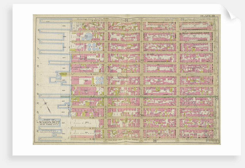 Map bounded by W. 47th St., 8th Ave., W. 36th St., Hudson River, New York by Anonymous