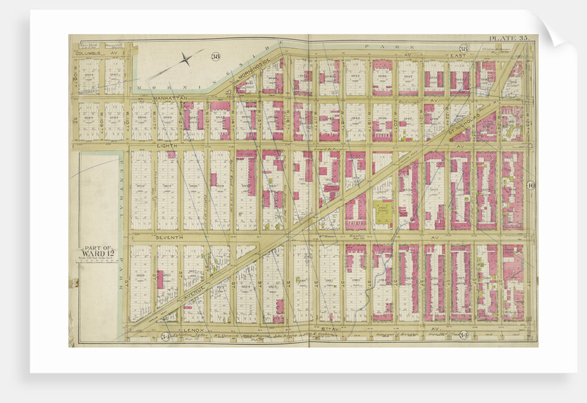 Map bounded by Manhattan Morningside Ave E., W. 125th St., Lenox Ave., W. 110th St., New York by Anonymous