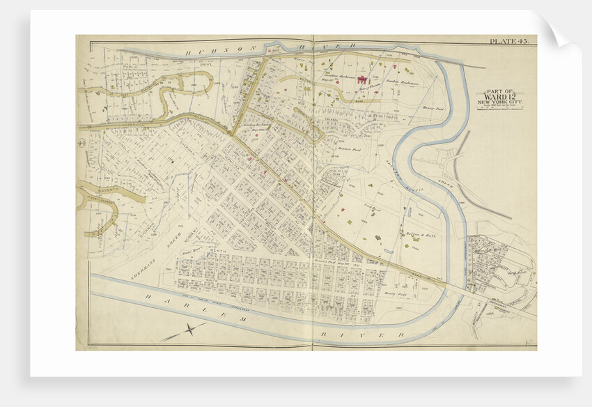 Map bounded by Hudson River, Harlem River, New York by Anonymous
