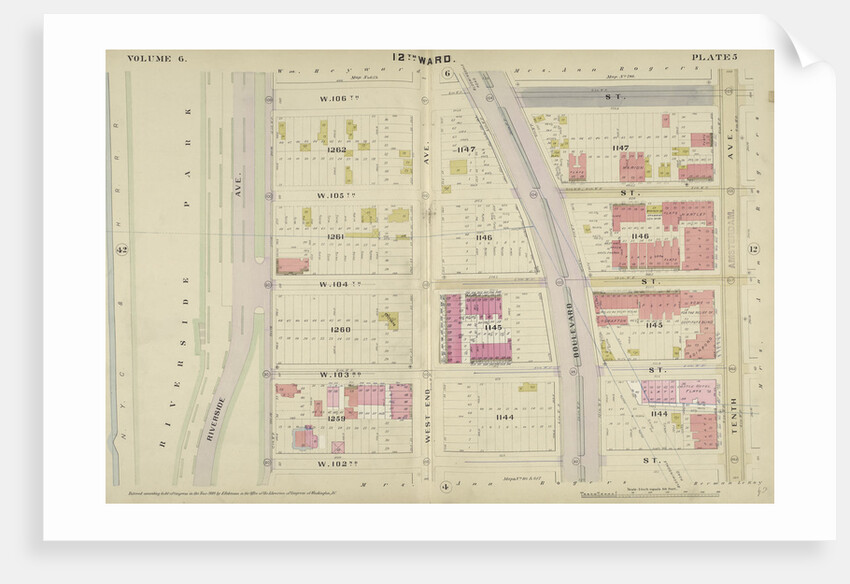 Map bounded by W. 106th St., 10th Ave., W. 102nd St., Riverside Ave., New York by Anonymous
