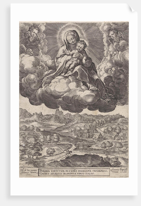 Mary with the Christ child in the clouds by Johannes Baptista Vrints I