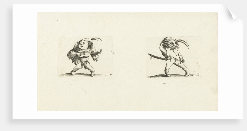 Dwarf with guitar; Dwarf with sword and mask by Abraham Bosse