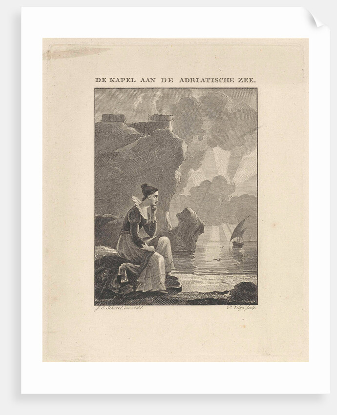 Woman looking out over the sea by Philippus Vellum