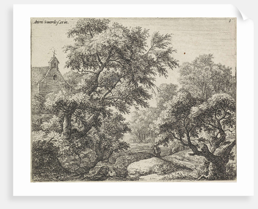 Peddler on a forest path by Anthonie Waterloo