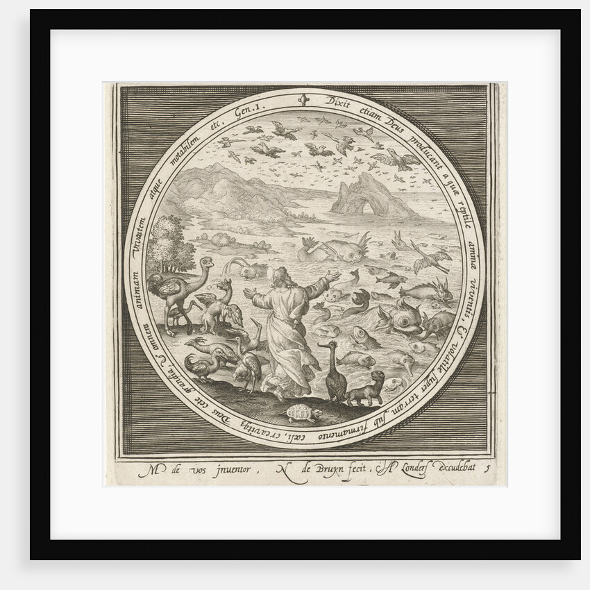 Fifth day of creation, God creates fish and birds by Assuerus of Londerseel