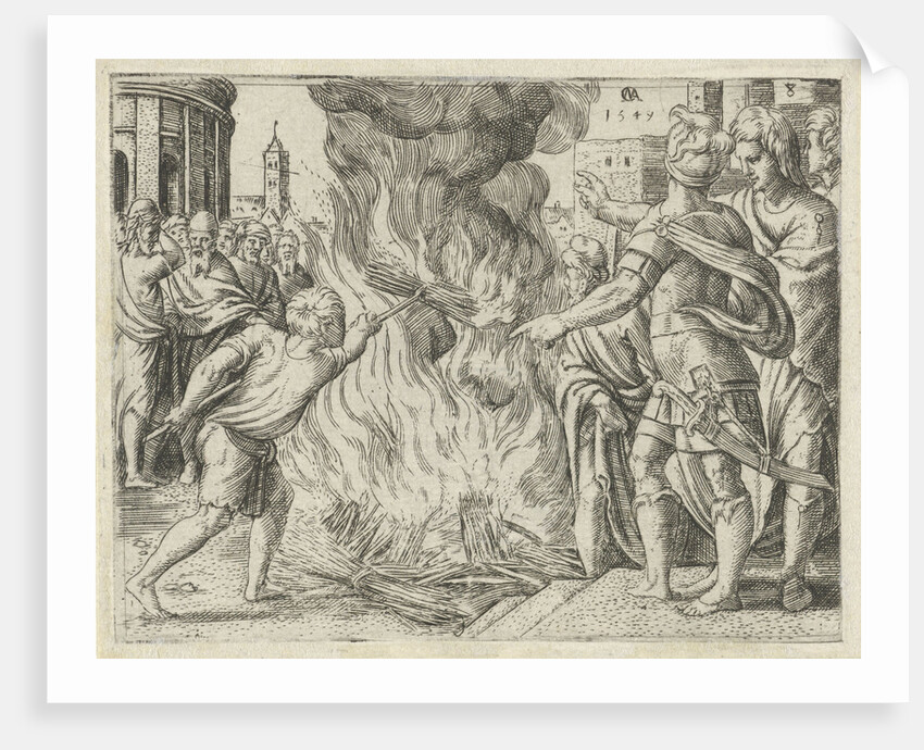 Philistines burned Samson's wife and father by Cornelis Massijs