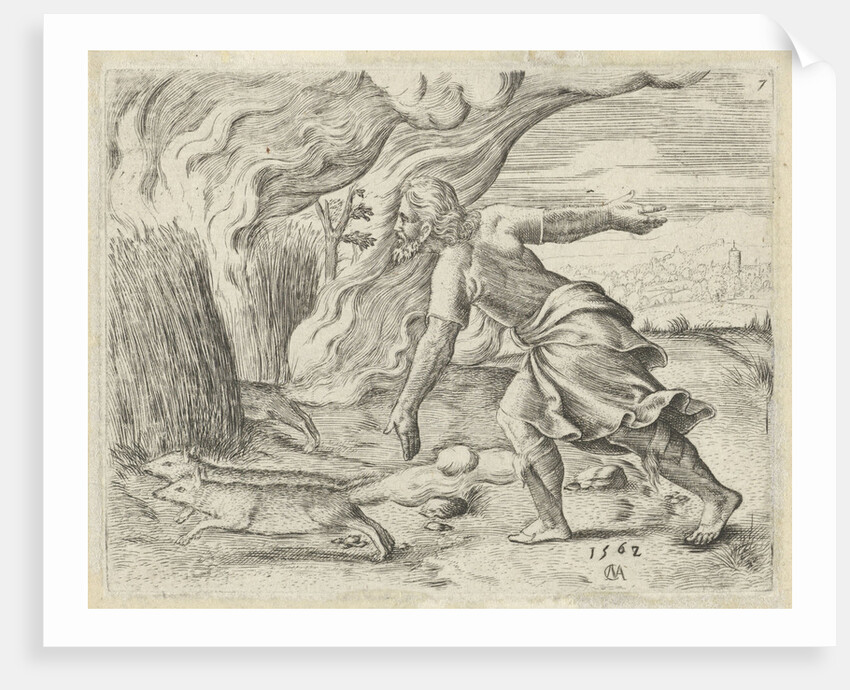 Samson puts the wheat fields of the Philistines in fire by Cornelis Massijs