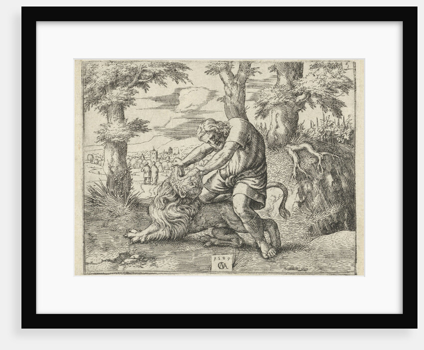 Samson kills the lion by Cornelis Massijs