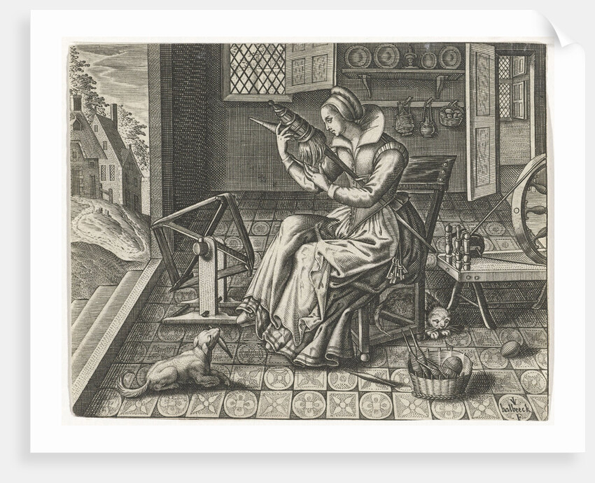 Spinster in an interior by Jan van Halbeeck