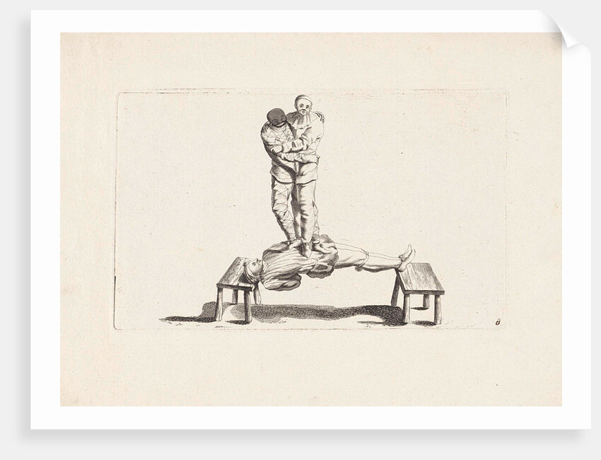 Three clowns do a circus by Pieter Schenk II