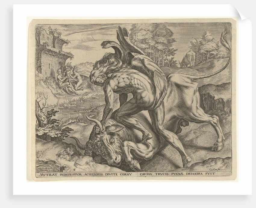 Hercules wrestles with Acheloüs by Julius Goltzius