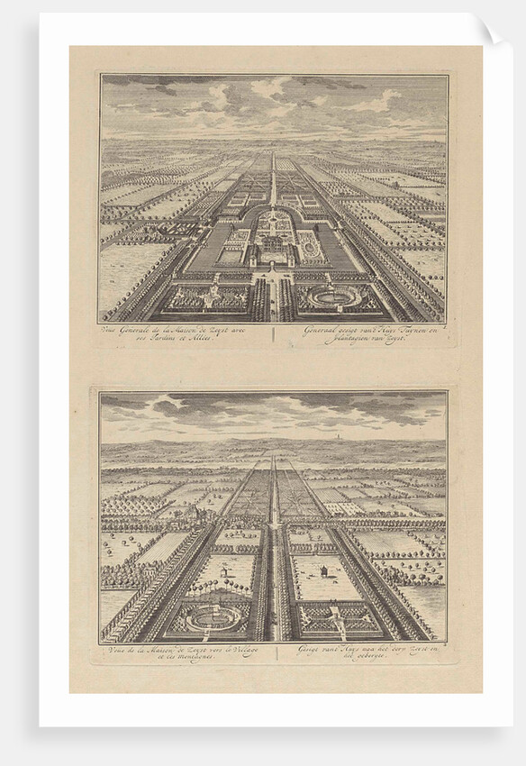 View of Slot Zeist with gardens, view toward Bunnik, on the horizon a tower at Amersfoort by Daniël Stopendaal