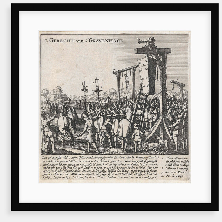 Coffin of Ledenberg on the gallows by Visscher II