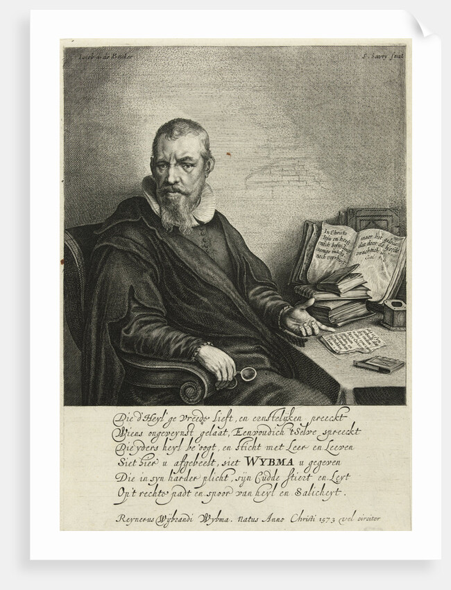 Portrait of Reinier Wybrands Wybma, baptist preacher by Jacob Adriaensz. Backer