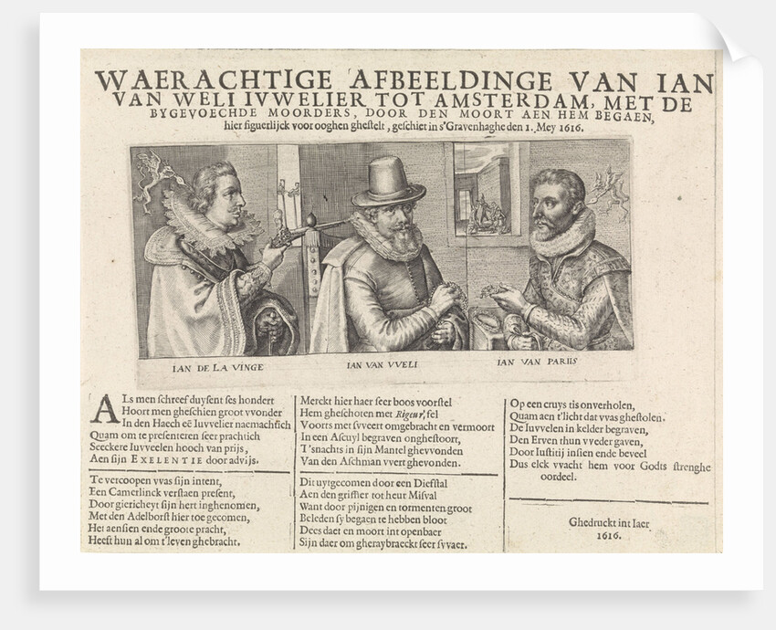 Portraits of Jan van Wely and his two assassins by Crispijn van de Passe I