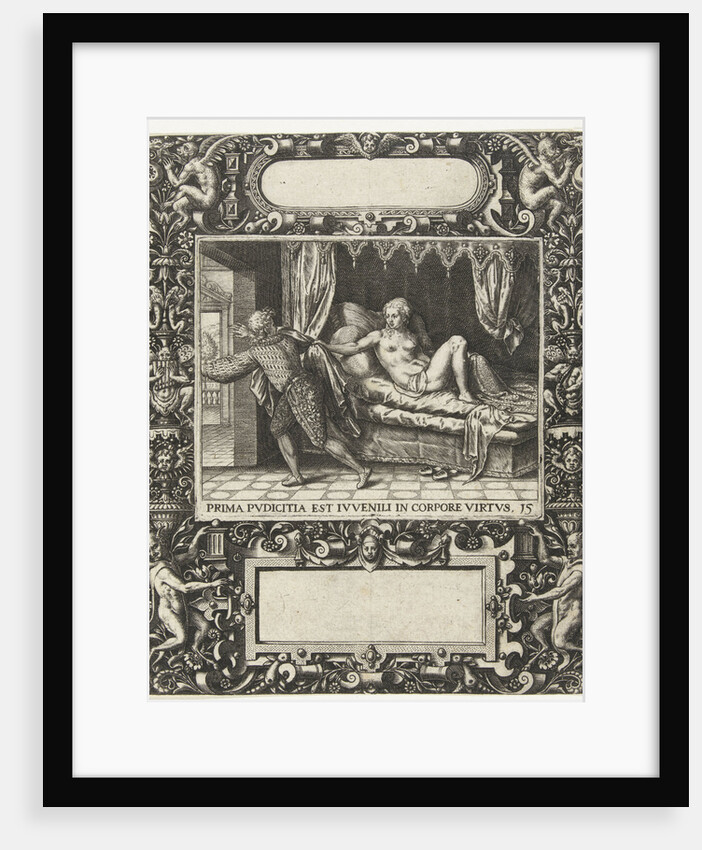 Picture frame with an elongated cartouche with rounded sides by Theodor de Bry